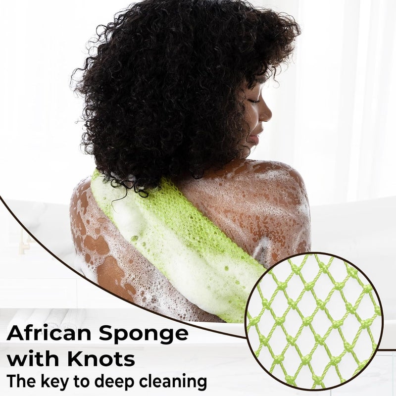MINISENTIALS African Net Sponge Authentic - Afro Scrub Exfoliating Net Sponge with Knots - African Bath Sponges for Body Scrubber Exfoliator - Back Scrubber for Shower Bathing Accessories - Image 5